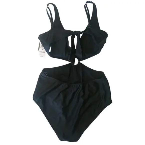 Bar III Tell Me About It Stud One Piece Swimsuit Black XL NWT - Picture 4 of 9